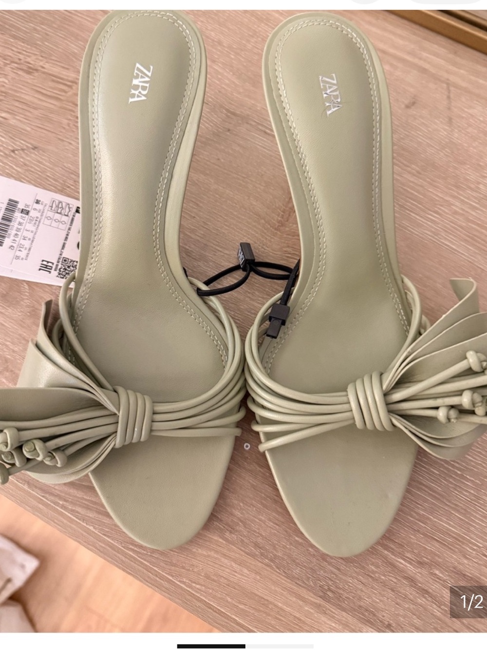 Zara Sage Knot-Embellished Slip-On Mules